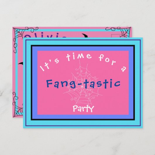 スパイダーウェブとコウモリの誕生日パーティー招待状ポストカード ポストカード (正面/裏面)