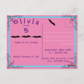 スパイダーウェブとコウモリの誕生日パーティー招待状ポストカード ポストカード (裏面)