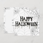 スパイダーウェブとハッピー ハロウィン パーティー 招待状 (正面/裏面)
