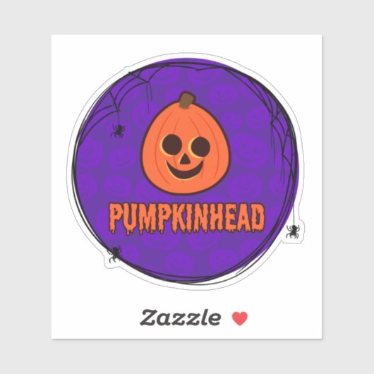スパイダーウェブとパンプキンヘッドラウンドステッカー シール (シート)