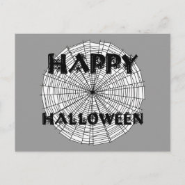 スパイダーウェブのテキスト ポストカードでハッピー ハロウィン ポストカード