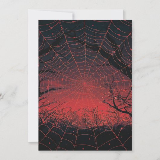 スパイダーウェブオレンジピンクサンセットハローウィンパーティ 招待状 (裏面)