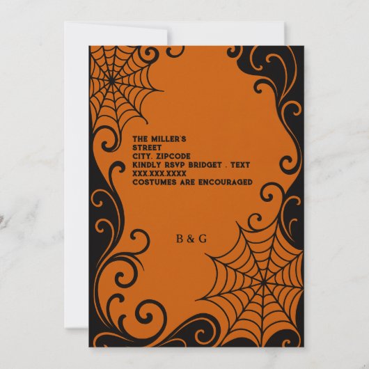 スパイダーウェブオーナメントオレンジブラックゴシックハロウィーン (裏面)