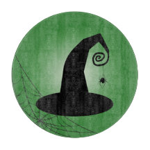 スパイダーウェブグリーンカットボード付き魔女の帽子