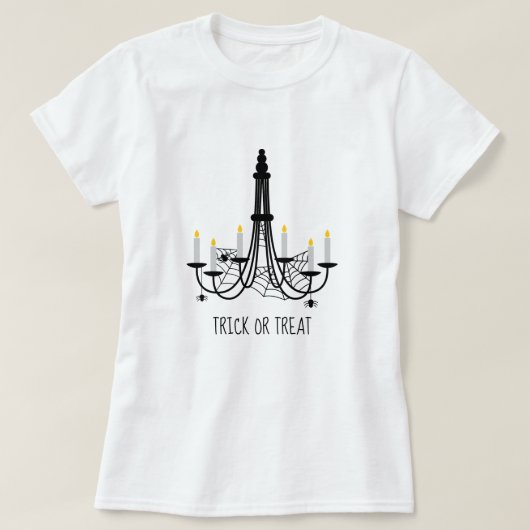スパイダーウェブシャンデリアハロウィーンテーマ Tシャツ (デザイン正面)
