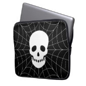 スパイダーウェブスカルエレクトロニクスバッグ ラップトップスリーブ (正面左)