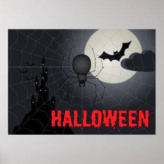 スパイダーウェブナイトシーンのハロウィーンスパイダー ポスター