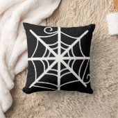 スパイダーウェブハロウィンブラックとホワイト クッション (ブランケット)