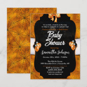 スパイダーウェブハロウィーンベイビーシャワー招待状 インビテーションポストカード (正面/裏面)