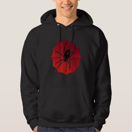 スパイダーウェブハロウィーンレッドバックウィドウ パーカ (正面)