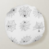スパイダーウェブハロウィーン白黒デザイン ラウンドクッション (裏面)