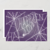 スパイダーウェブハローウィンパーティ招待状イン紫 招待状 (正面/裏面)