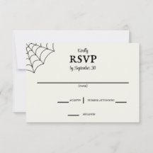スパイダーウェブブラックとホワイトのゴシック様式の結婚式RSVP