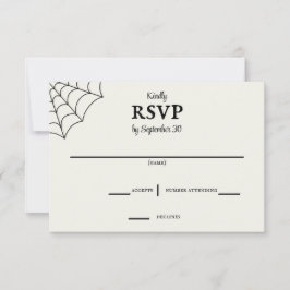 スパイダーウェブブラックとホワイトのゴシック様式の結婚式RSVP 出欠カード