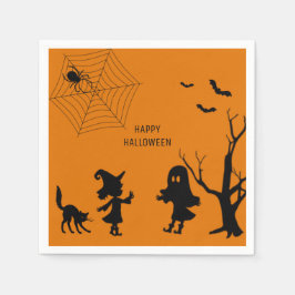 スパイダーウェブブラックキャットペーパーナプキン スタンダードカクテルナプキン