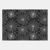 スパイダーウェブブラック&ホワイトハロウィーン ラッピングペーパーシート (正面)