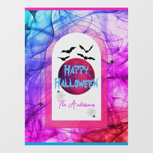 スパイダーウェブムーンタイポグラフィ不気味ハッピーハローウィン ウィンドウサイン (シート)