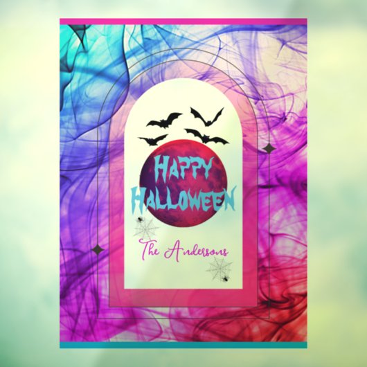 スパイダーウェブムーンタイポグラフィ不気味ハッピーハローウィン ウィンドウサイン (シート3)