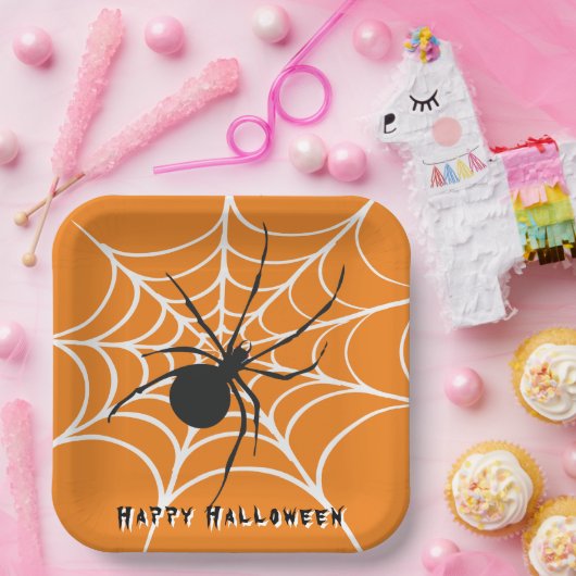 スパイダーウェブ上の黒い未亡人 ペーパープレート (パーティー)
