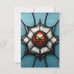 スパイダーウェブ不気味な誕生日パーティーオレンジとブルー サンキューカード