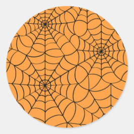 スパイダーウェブ付きハロウィーンステッカーオレンジ ラウンドシール