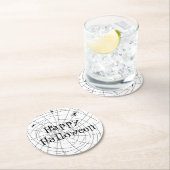 スパイダーウェブ手描き抽象デザイン ラウンドペーパーコースター (インサイチュ)