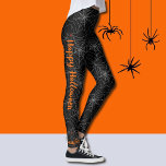 スパイダーウェブ3スパイダパーソナライズされたハロウィーンレギンス レギンス<br><div class="desc">3匹のクモを見つけたか？ハッピーハローウィンをフレーズまたは離れ好きなテンプレートに置き換えもしる。</div>
