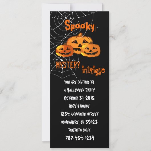 スパイダーウェブ ハロウィンパーティーの招待状 招待状 (正面)