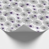 スパイダーウェブ&パープルスパイダーズのハロウィンホワイトパターン ラッピングペーパー (角)