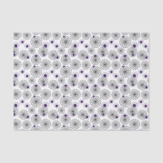 スパイダーウェブ&パープルスパイダーズのハロウィンホワイトパターン 薄葉紙 (正面)