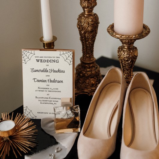 スパイダーウェブ ブラック&ホワイト ゴシックウェディング 招待状