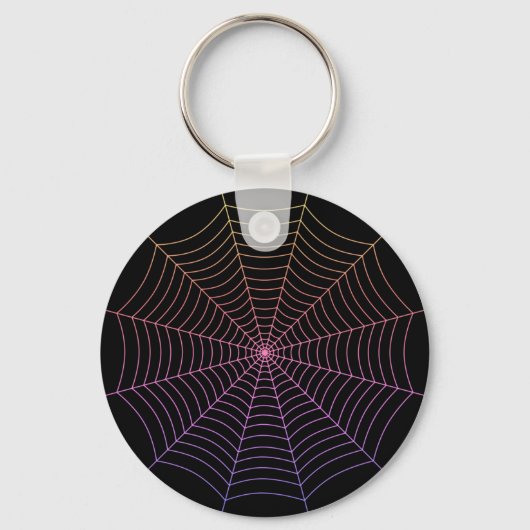 スパイダーウェブ 黒 紫 オレンジ ハロウィン柄 キーホルダー (正面)