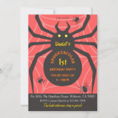 スパイダーウェブ 1歳の誕生日 怖いハロウィンパーティー 招待状 (正面)