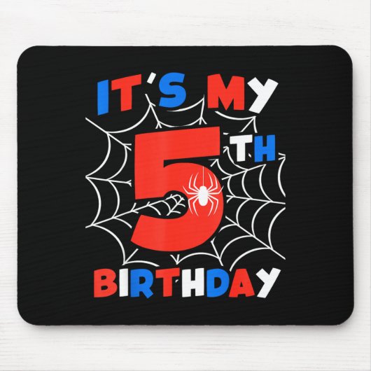 スパイダーウェブ 5歳の誕生日パーティー 5歳 マウスパッド (正面)