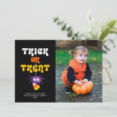 スパイダーキャンディーコーンのトリックまたはハロウィーンの写真を扱う シーズンカード (スタンド正面)