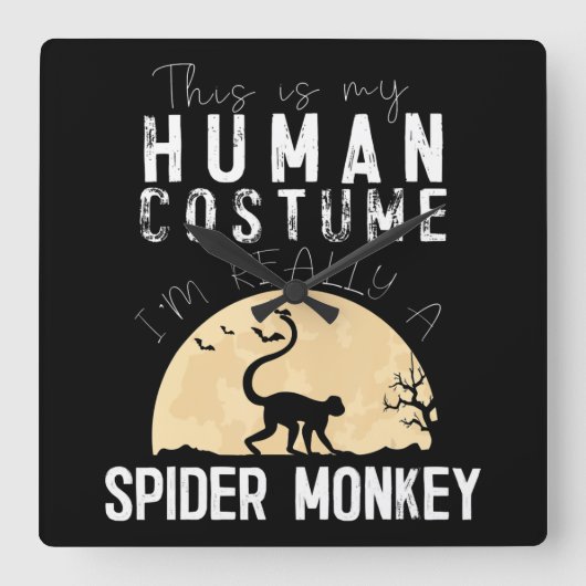 スパイダーギフト |ハロウィーンの人間の衣装スパイダー スクエア壁時計 (正面)