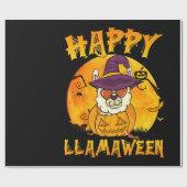 スパイダーギフト | Happy Llamween Llama Witch Spider ラッピングペーパー (フラット)
