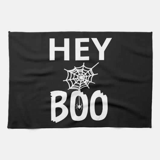 スパイダーギフト | Hey Boo Halloween おもしろい Spider Web キッチンタオル (横)