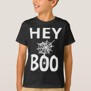 スパイダーギフト   Hey Boo Halloween おもしろい Spider Web Tシャツ