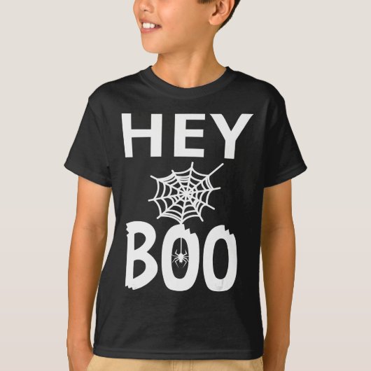 スパイダーギフト | Hey Boo Halloween おもしろい Spider Web Tシャツ (正面)