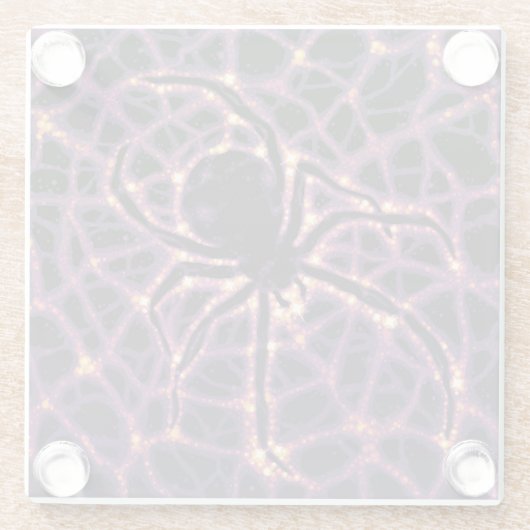 スパイダーコズミックくもの巣ハロウィーン銀河系の恐怖 ガラスコースター (裏面)