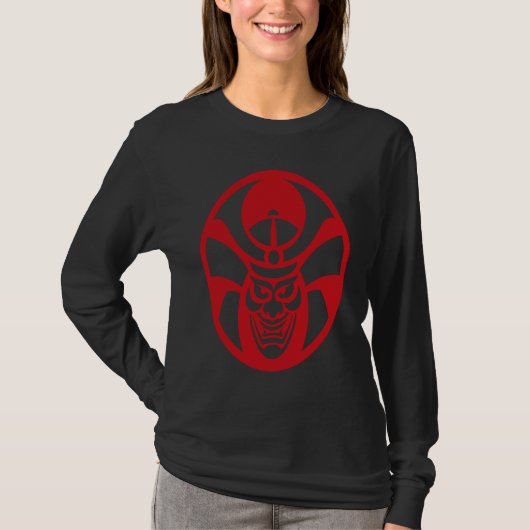 スパイダーサムライ戦士 抽象的な日本の旗 バス Tシャツ (正面)