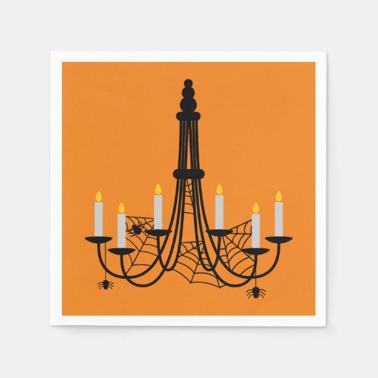 スパイダーシャンデリアハロウィーンゴシック スタンダードカクテルナプキン (正面)