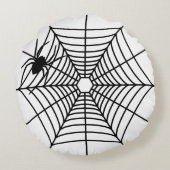 スパイダーシルエットシンプルハロウィーン付きスパイダーウェブ ラウンドクッション (裏面)