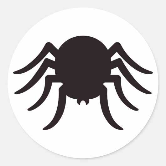 スパイダーシルエット白黒ハロウィンステッカー ラウンドシール (正面)