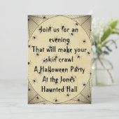 スパイダースで覆われたハローウィンパーティ招待状 招待状 (スタンド正面)