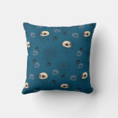 スパイダースカルとスパイダーウェブブルーハロウィーン クッション (裏面)