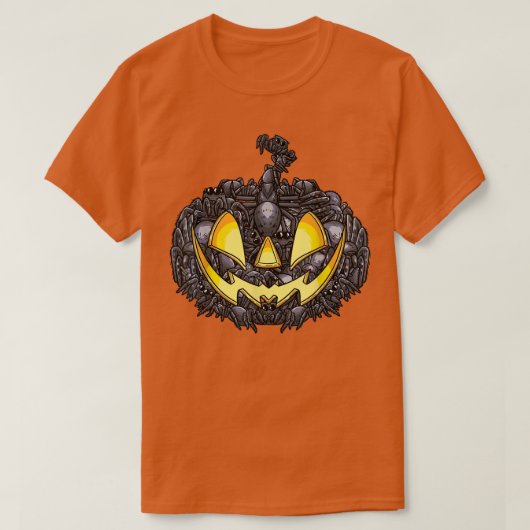 スパイダースハロウィーンハロウィーンのカボチャのちょうちん怖いカボチャメン Tシャツ (デザイン正面)