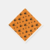スパイダースハロウィーンパターンブラックとオレンジ スタンダードカクテルナプキン (角)