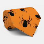 スパイダースハロウィーンパターンブラックとオレンジ ネクタイ (ロール)